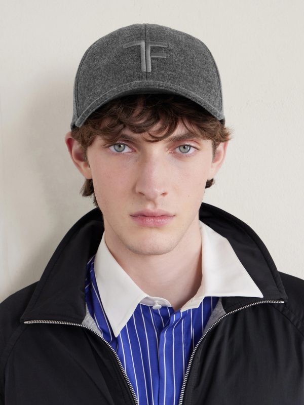 Leather-Trimmed Logo-Embroidered Cashmere Baseball Cap - CU Leather-Trimmed Logo-Embroidered Cashmere Baseball Cap - CU