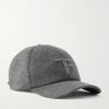 Leather-Trimmed Logo-Embroidered Cashmere Baseball Cap Leather-Trimmed Logo-Embroidered Cashmere Baseball Cap