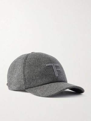 Leather-Trimmed Logo-Embroidered Cashmere Baseball Cap Leather-Trimmed Logo-Embroidered Cashmere Baseball Cap