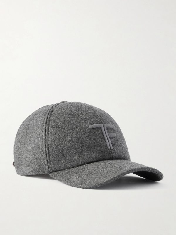 Leather-Trimmed Logo-Embroidered Cashmere Baseball Cap Leather-Trimmed Logo-Embroidered Cashmere Baseball Cap