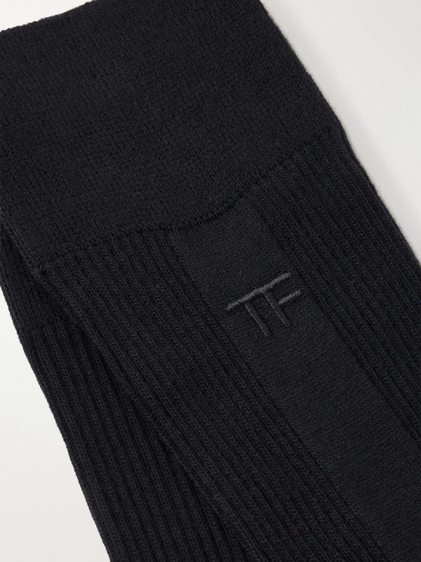 Logo-Embroidered Ribbed Cotton Socks - CU