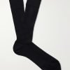 Logo-Embroidered Ribbed Cotton Socks