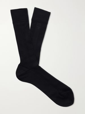 Logo-Embroidered Ribbed Cotton Socks Logo-Embroidered Ribbed Cotton Socks