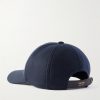 Leather-Trimmed Logo-Embroidered Cashmere Baseball Cap - BK