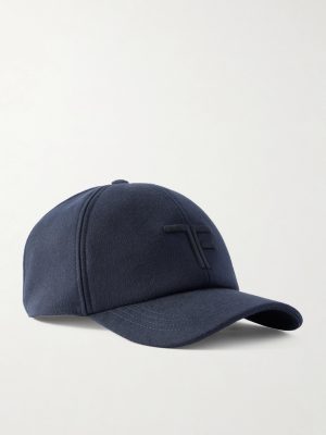 Leather-Trimmed Logo-Embroidered Cashmere Baseball Cap Leather-Trimmed Logo-Embroidered Cashmere Baseball Cap