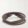 Woven Leather and Silver-Tone Wrap Bracelet - BK Woven Leather and Silver-Tone Wrap Bracelet - BK