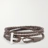 Woven Leather and Silver-Tone Wrap Bracelet Woven Leather and Silver-Tone Wrap Bracelet