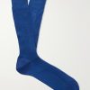 Logo-Embroidered Ribbed Cotton Socks