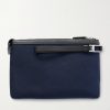 Leather-Trimmed Canvas Pouch - BK