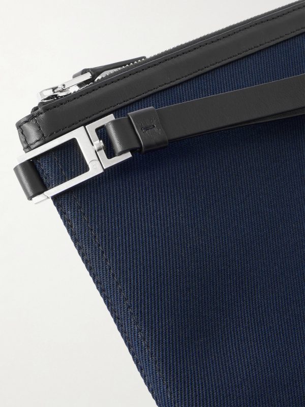 Leather-Trimmed Canvas Pouch - CU
