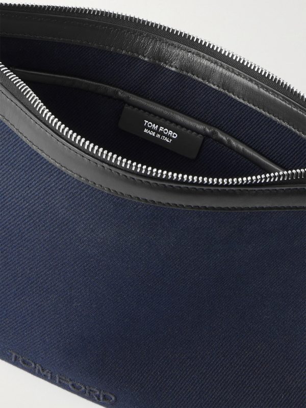 Leather-Trimmed Canvas Pouch - E1