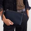 Leather-Trimmed Canvas Pouch - FR