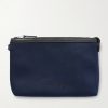 Leather-Trimmed Canvas Pouch