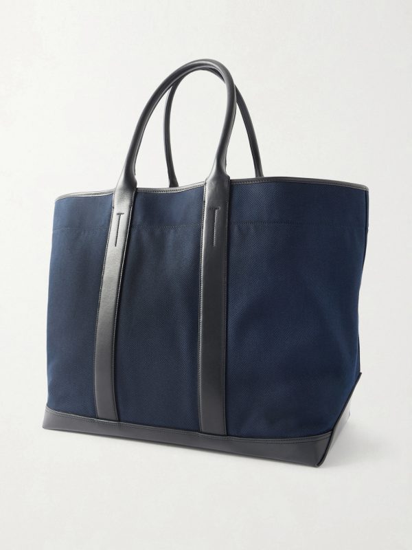 Leather-Trimmed Canvas Weekend Bag - BK Leather-Trimmed Canvas Weekend Bag - BK