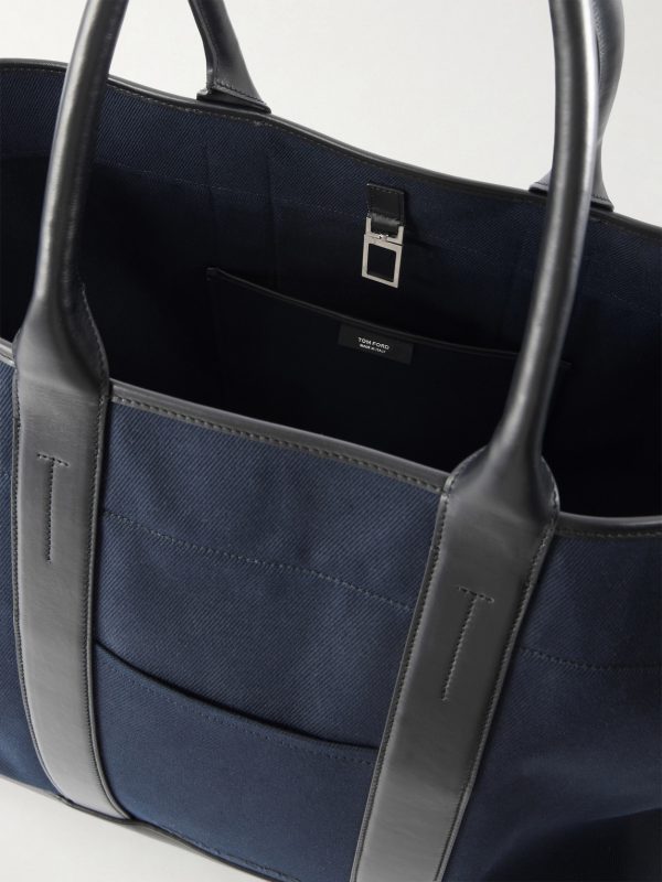 Leather-Trimmed Canvas Weekend Bag - E1 Leather-Trimmed Canvas Weekend Bag - E1