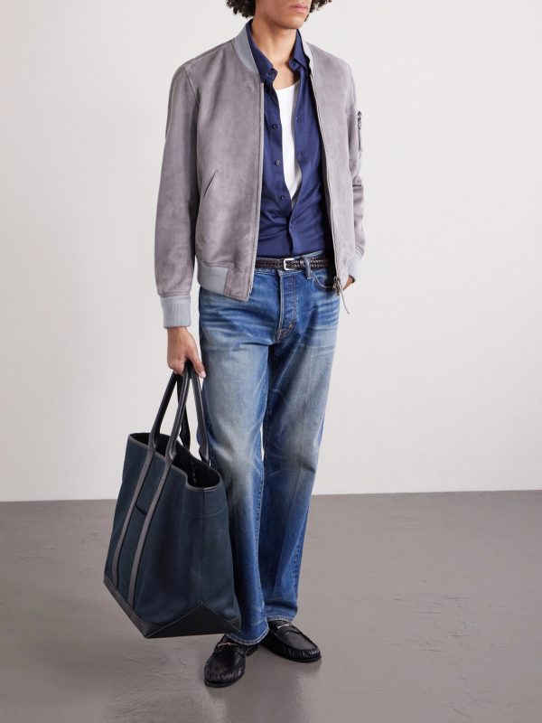 Leather-Trimmed Canvas Weekend Bag - FR Leather-Trimmed Canvas Weekend Bag - FR