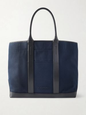 Leather-Trimmed Canvas Weekend Bag Leather-Trimmed Canvas Weekend Bag