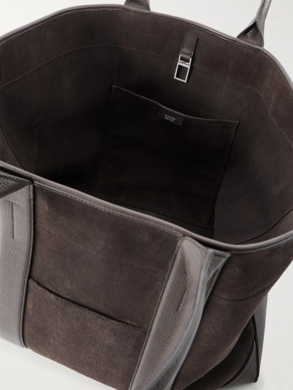 Leather-Trimmed Suede Weekend Bag - E1
