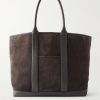 Leather-Trimmed Suede Weekend Bag