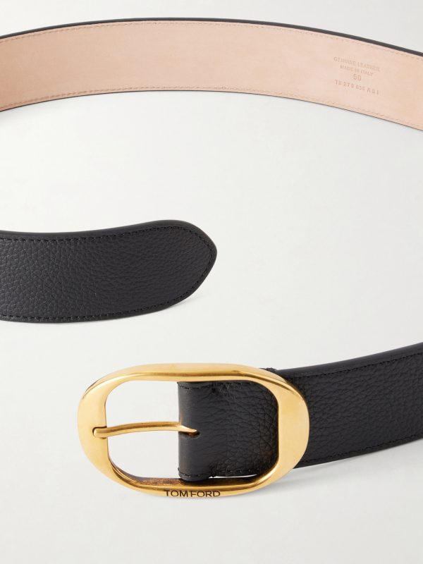 4cm Logo-Engraved Full-Grain Leather Belt - E1