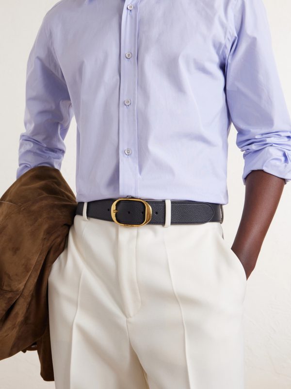 4cm Logo-Engraved Full-Grain Leather Belt - OU