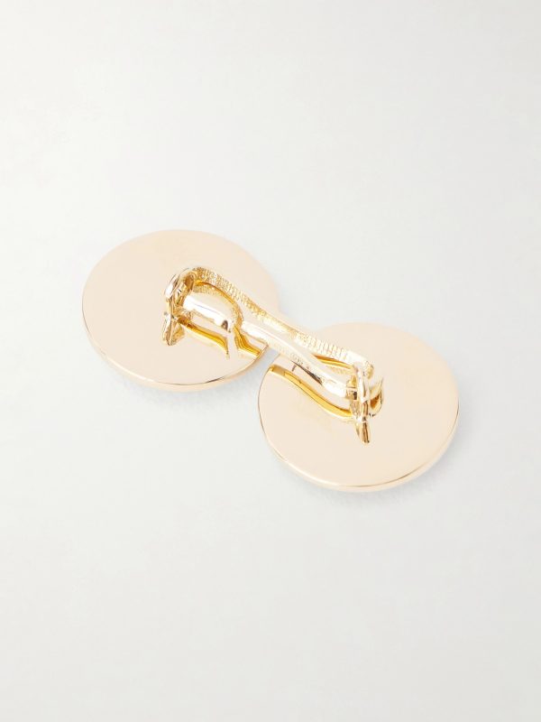 18Kt Yellow Gold Onyx Round Cufflinks - BK 18Kt Yellow Gold Onyx Round Cufflinks - BK