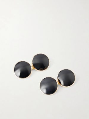 18Kt Yellow Gold Onyx Round Cufflinks 18Kt Yellow Gold Onyx Round Cufflinks