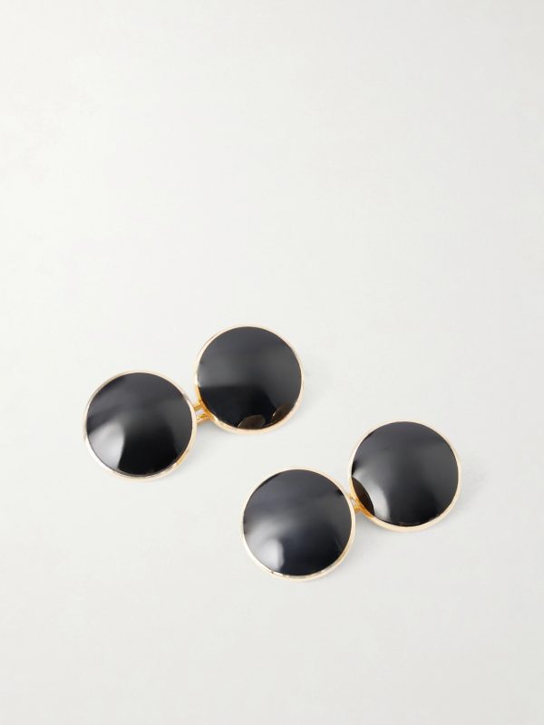 18Kt Yellow Gold Onyx Round Cufflinks 18Kt Yellow Gold Onyx Round Cufflinks