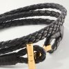 Braided Leather and Gold-Plated Wrap Bracelet - CU Braided Leather and Gold-Plated Wrap Bracelet - CU