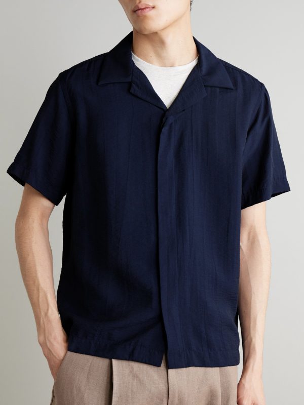 Hank 5971 Camp-Collar TENCEL™ Modal-Blend Seersucker Shirt - FR Hank 5971 Camp-Collar TENCEL™ Modal-Blend Seersucker Shirt - FR