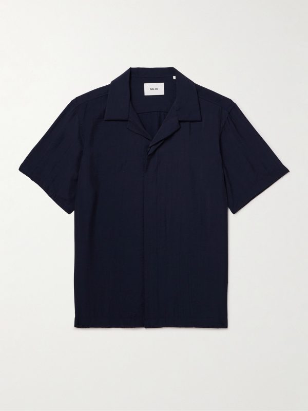 Hank 5971 Camp-Collar TENCEL™ Modal-Blend Seersucker Shirt Hank 5971 Camp-Collar TENCEL™ Modal-Blend Seersucker Shirt