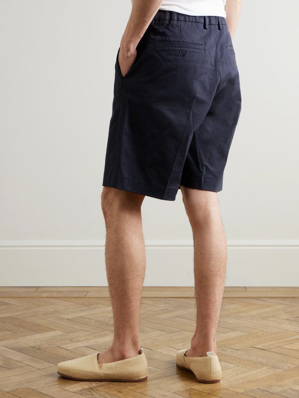Kay 1420 Straight-Leg Pleated Stretch Organic Cotton Shorts - BK