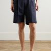 Kay 1420 Straight-Leg Pleated Stretch Organic Cotton Shorts - FR