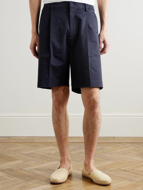 Kay 1420 Straight-Leg Pleated Stretch Organic Cotton Shorts - FR