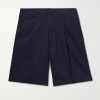 Kay 1420 Straight-Leg Pleated Stretch Organic Cotton Shorts
