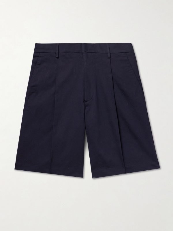 Kay 1420 Straight-Leg Pleated Stretch Organic Cotton Shorts
