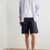 Kay 1420 Straight-Leg Pleated Stretch Organic Cotton Shorts - OU