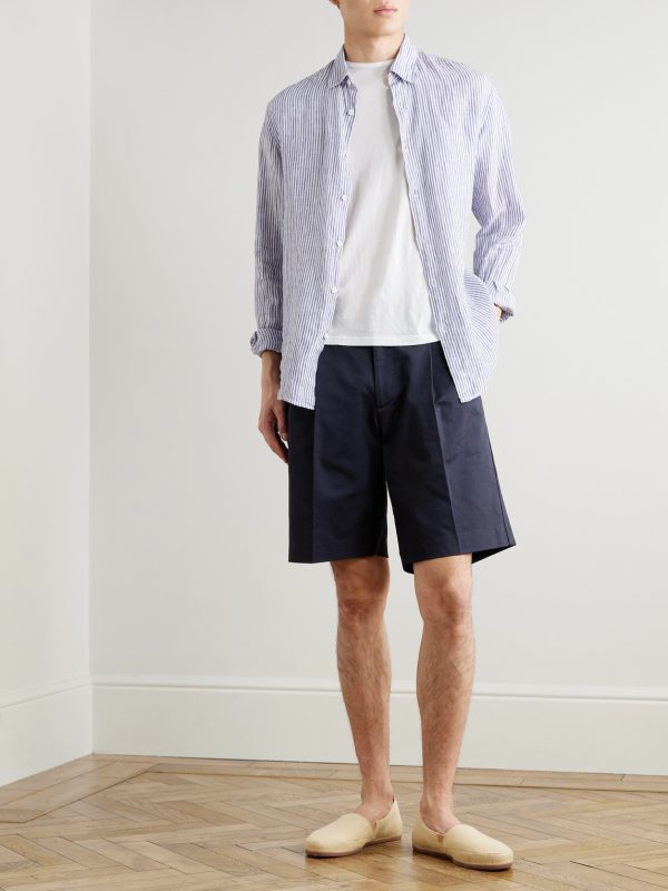 Kay 1420 Straight-Leg Pleated Stretch Organic Cotton Shorts - OU