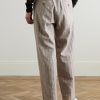 Kay 10058 Wide-Leg Pleated Herringbone Organic Cotton-Blend Suit Trousers - BK Kay 10058 Wide-Leg Pleated Herringbone Organic Cotton-Blend Suit Trousers - BK