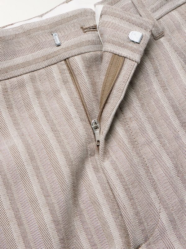 Kay 10058 Wide-Leg Pleated Herringbone Organic Cotton-Blend Suit Trousers - E1 Kay 10058 Wide-Leg Pleated Herringbone Organic Cotton-Blend Suit Trousers - E1
