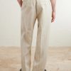 Kay 1454 Straight-Leg Pleated Linen Trousers - BK Kay 1454 Straight-Leg Pleated Linen Trousers - BK