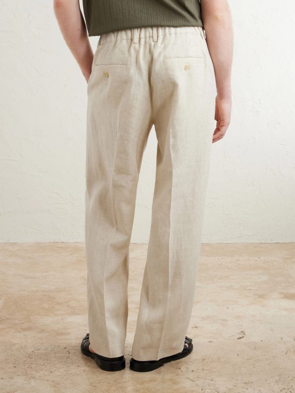 Kay 1454 Straight-Leg Pleated Linen Trousers - BK Kay 1454 Straight-Leg Pleated Linen Trousers - BK