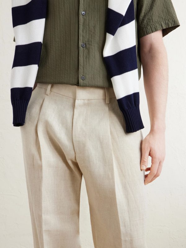 Kay 1454 Straight-Leg Pleated Linen Trousers - CU Kay 1454 Straight-Leg Pleated Linen Trousers - CU
