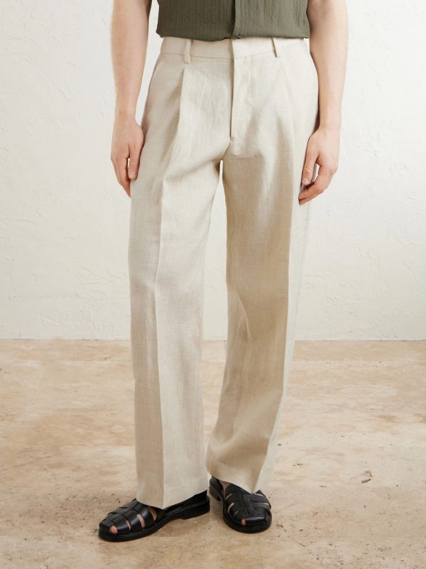 Kay 1454 Straight-Leg Pleated Linen Trousers - FR Kay 1454 Straight-Leg Pleated Linen Trousers - FR