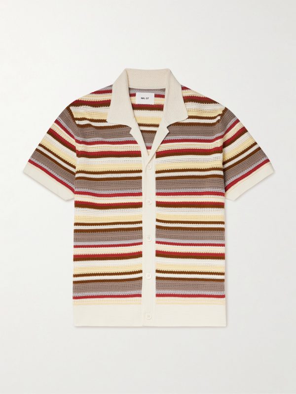 Lars 60019 Camp-Collar Striped Organic Cotton Shirt Lars 60019 Camp-Collar Striped Organic Cotton Shirt
