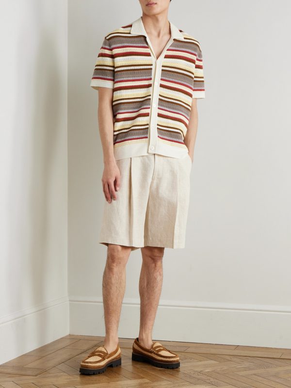 Lars 60019 Camp-Collar Striped Organic Cotton Shirt - OU Lars 60019 Camp-Collar Striped Organic Cotton Shirt - OU
