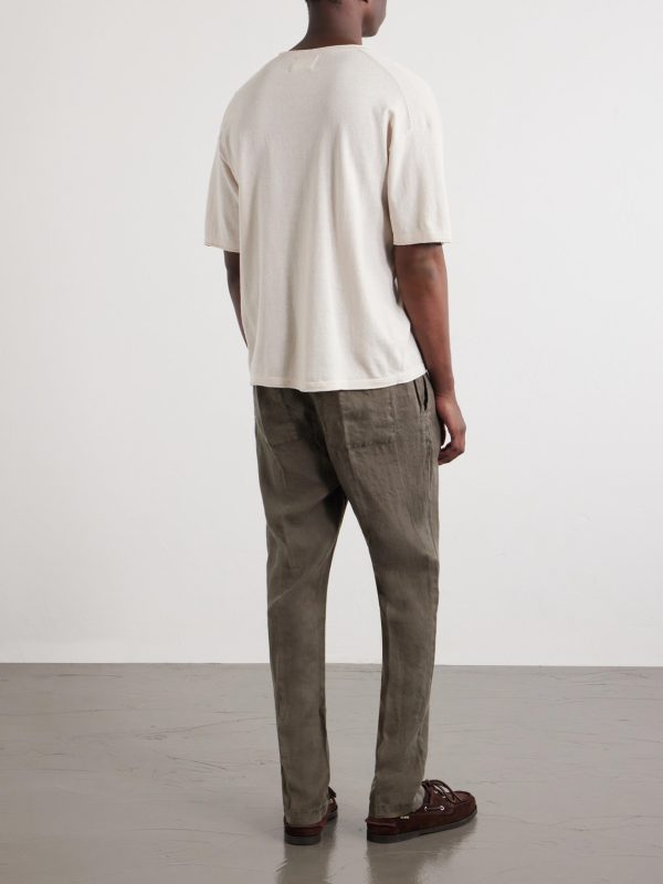 Ryan Knitted Cotton and Linen-Blend T-Shirt - BK Ryan Knitted Cotton and Linen-Blend T-Shirt - BK