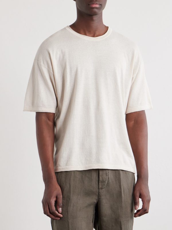 Ryan Knitted Cotton and Linen-Blend T-Shirt - FR Ryan Knitted Cotton and Linen-Blend T-Shirt - FR