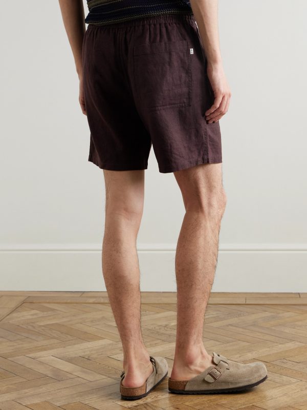 Gregor 1454 Straight-Leg Linen Drawstring Shorts - BK Gregor 1454 Straight-Leg Linen Drawstring Shorts - BK