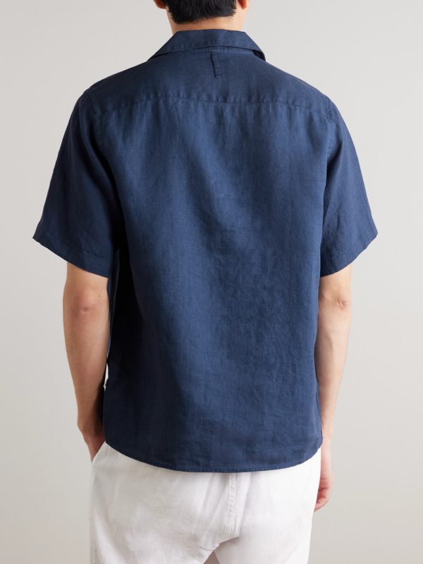 Julio 5708 Camp-Collar Linen Shirt - BK